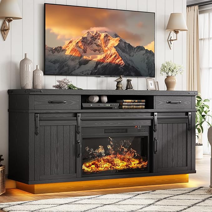 58" Farmhouse Electric Fireplace TV Stand