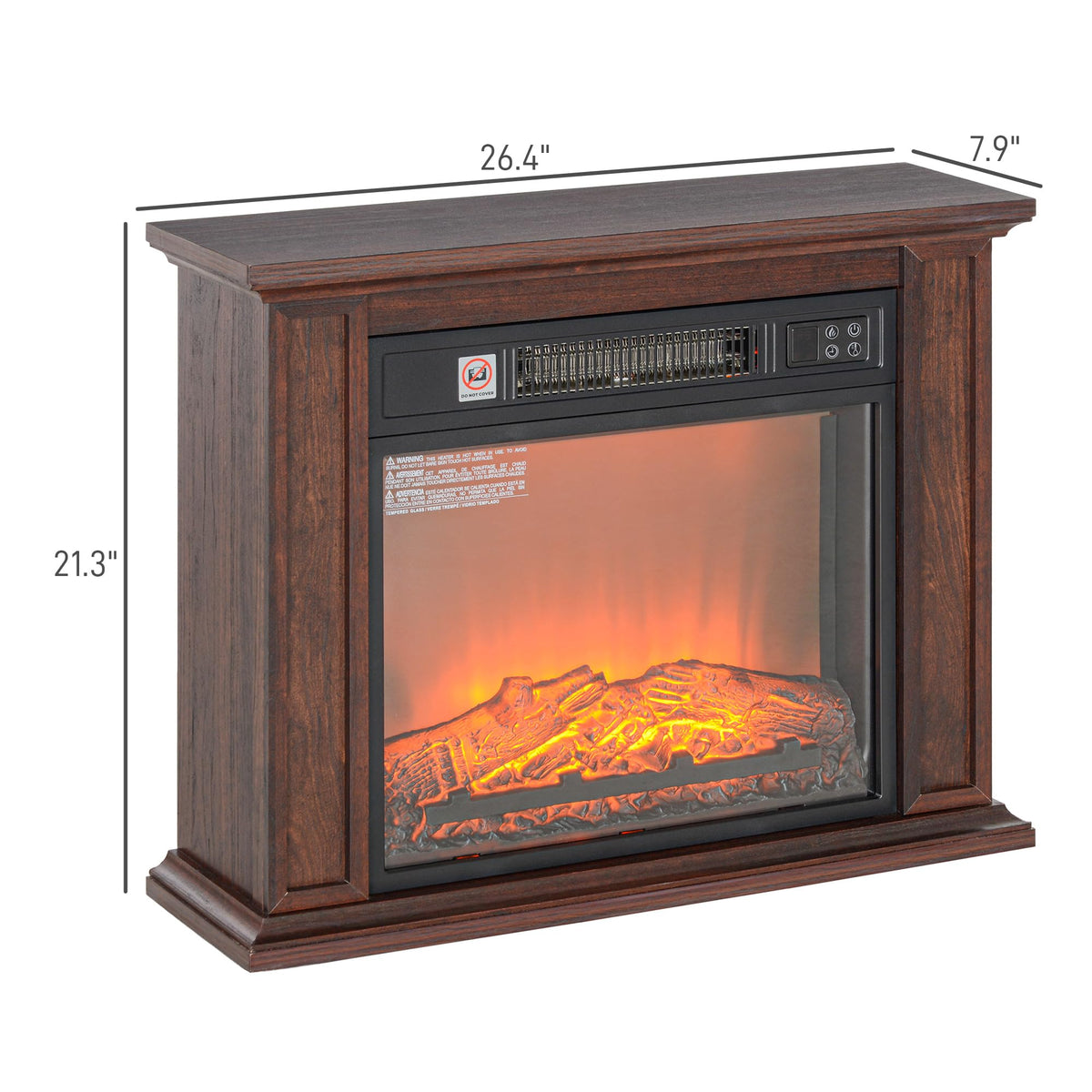 Dark Brown Electric Fireplace with Mantel