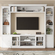 Virubi 4-Piece Entertainment Center with Bookshelf for 65" TVs, White
