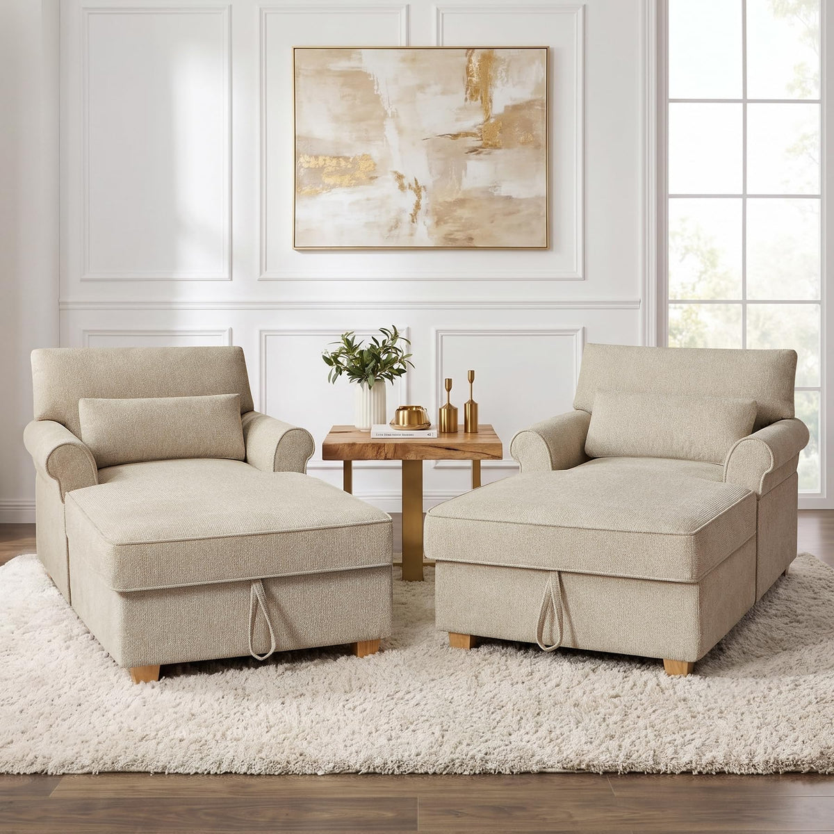 Chenille Storage Chaise Lounge