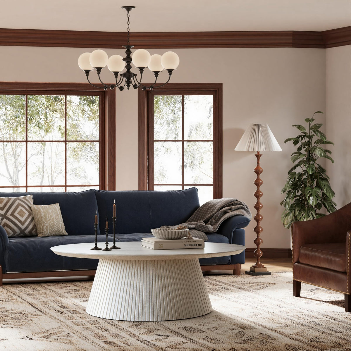 Oval Faux Stone Coffee Table