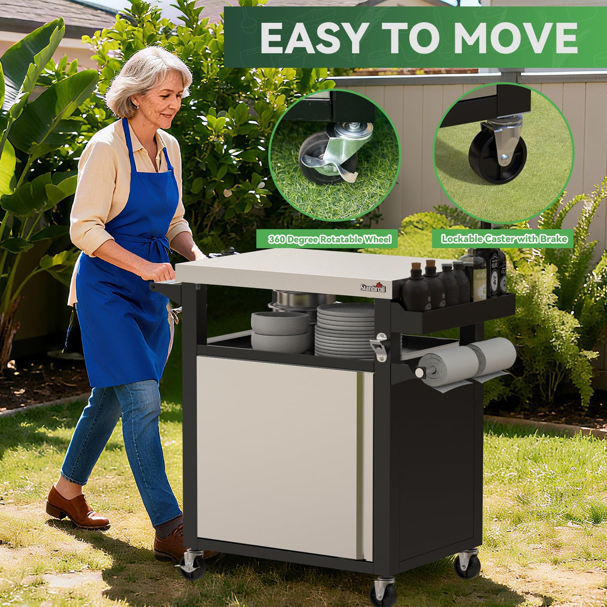 Rolling Grill Prep Cart