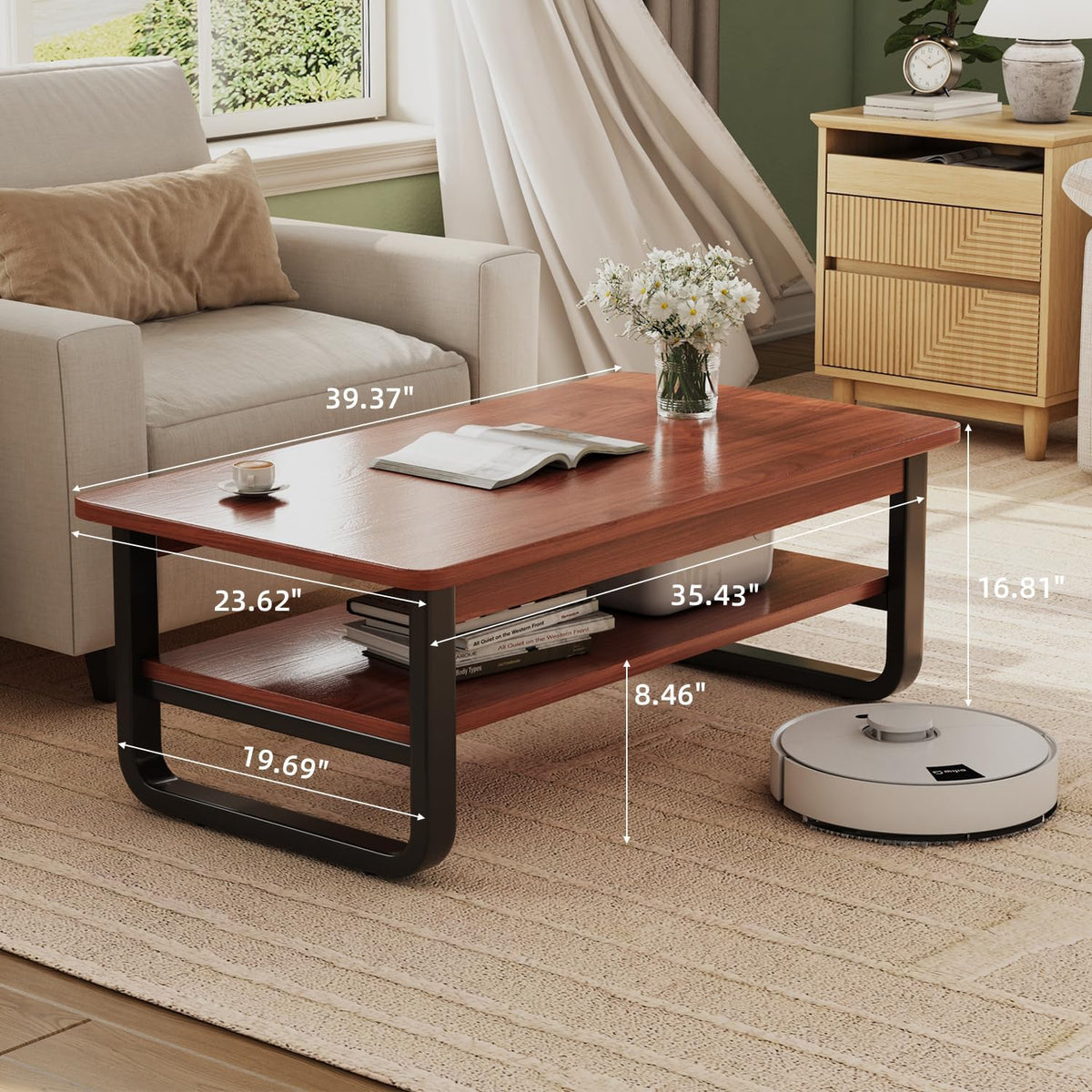 Two-Tier Coffee Table with Rounded Corners