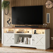 LED TV Stand with Power Outlet & Storage Cabinets