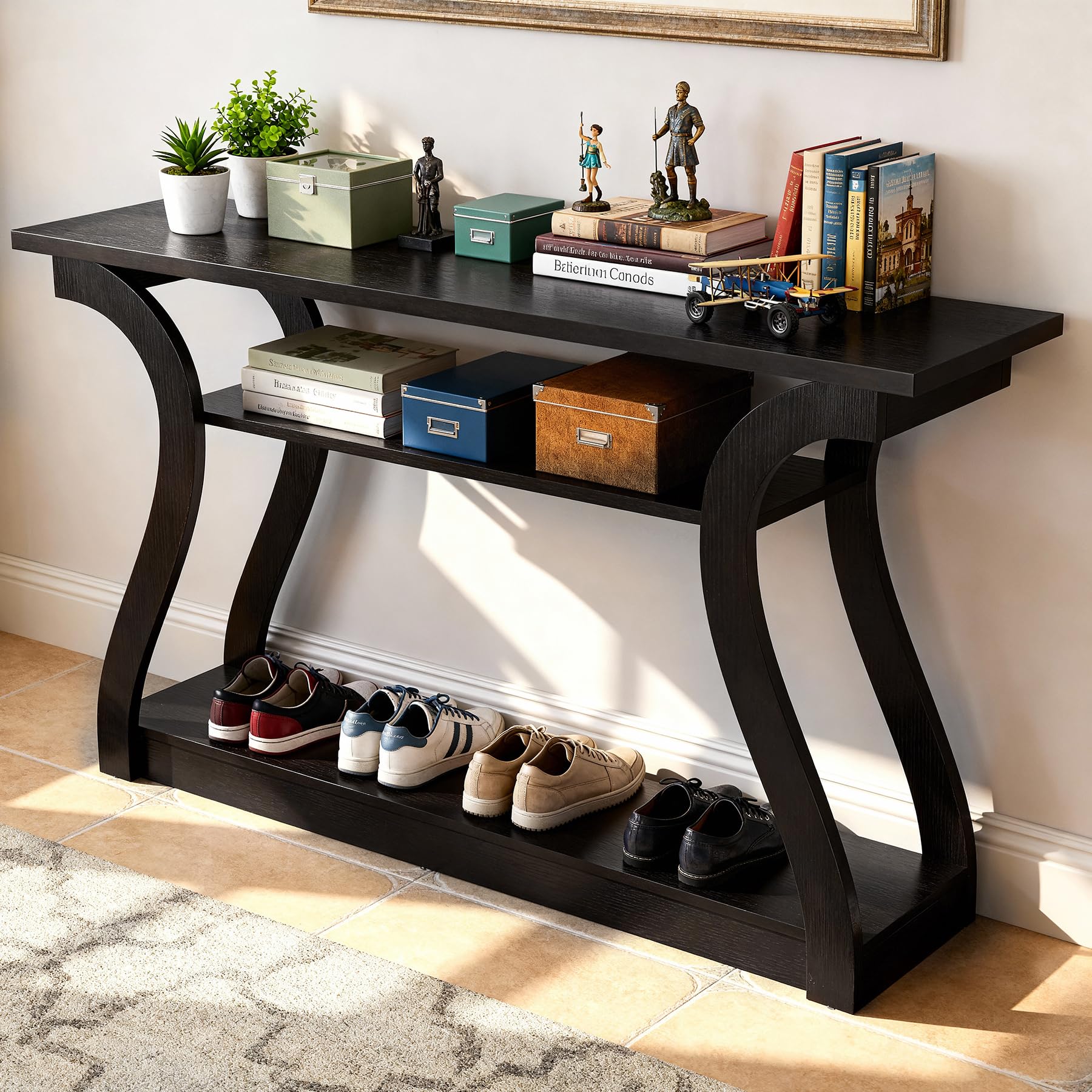 3-Tier Console Table with Curved Legs
