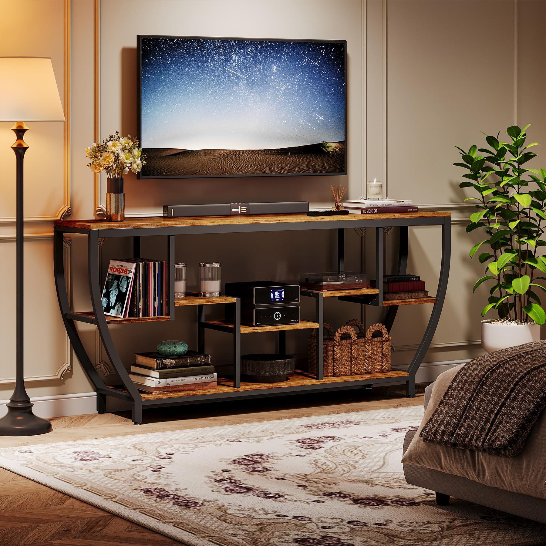 70.9" TV Stand with Storage Shelves
