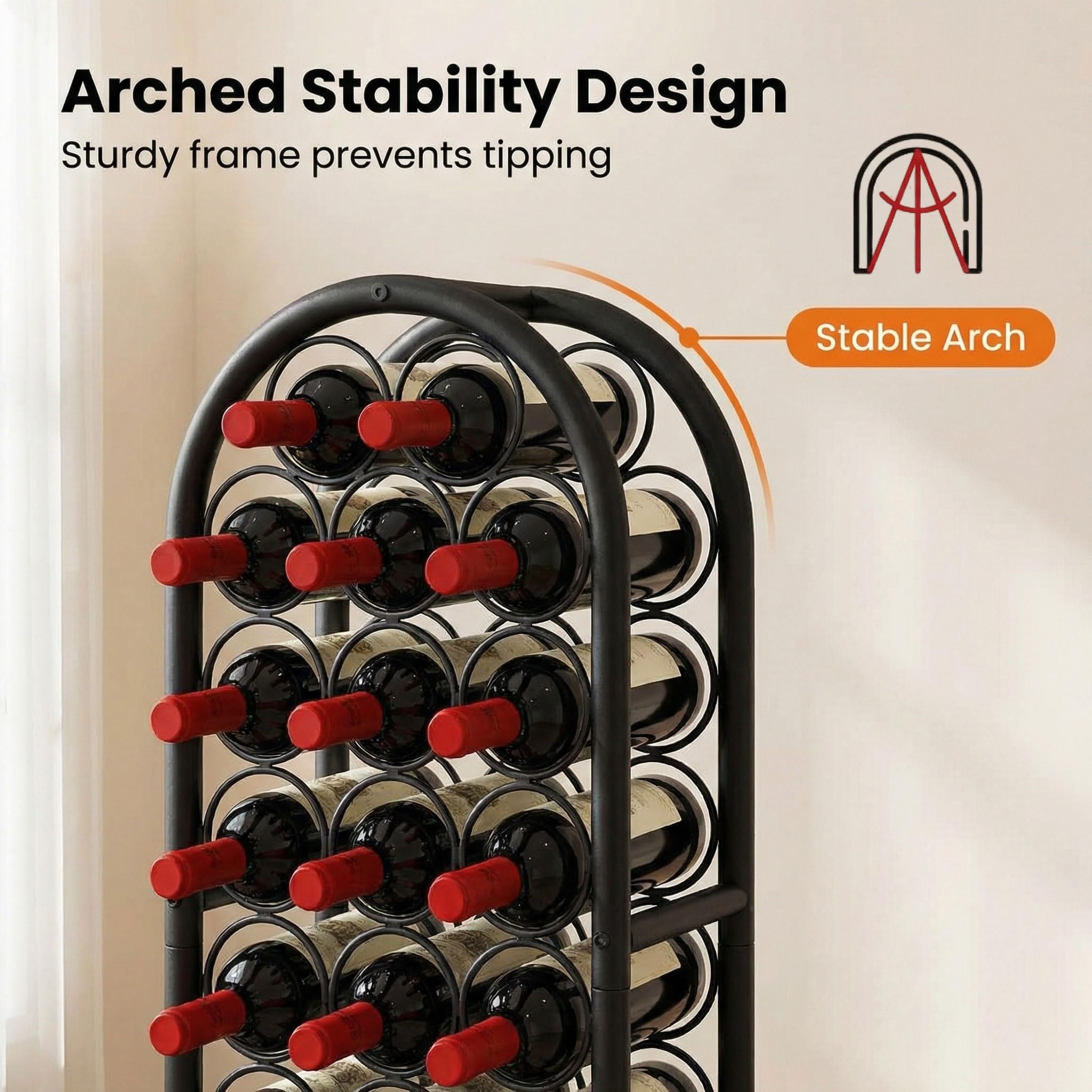 23-Bottle Freestanding Metal Wine Rack