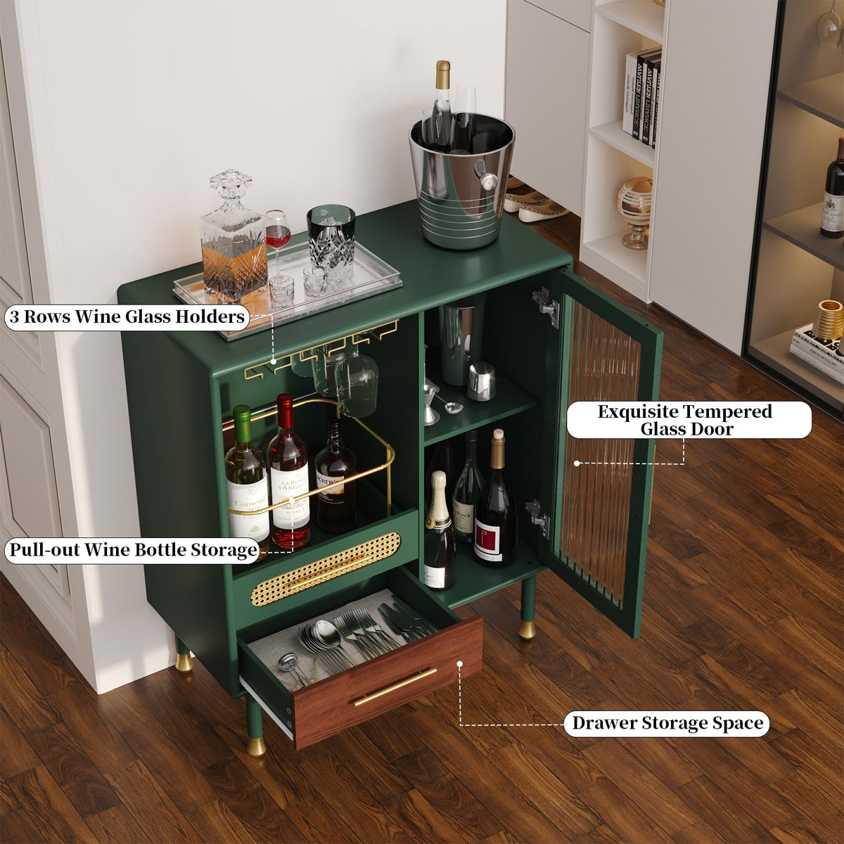 Green Wine Bar Cabinet
