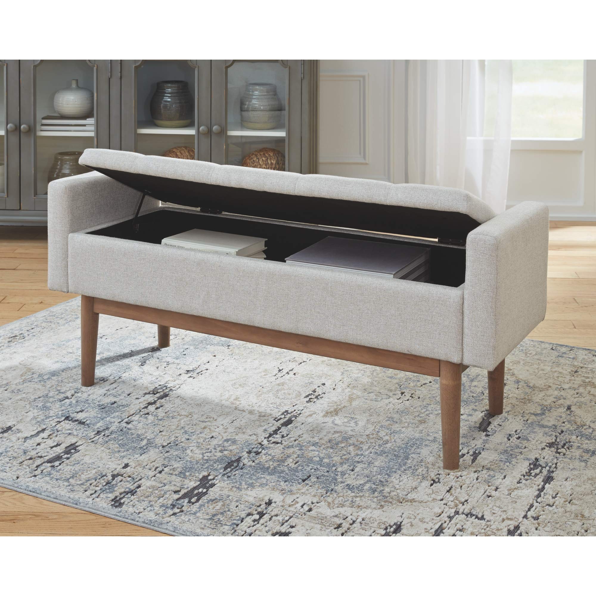 Tufted Storage Bench with Hinged Seat