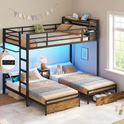 Triple Bunk Bed with Storage Drawers and Charging Station