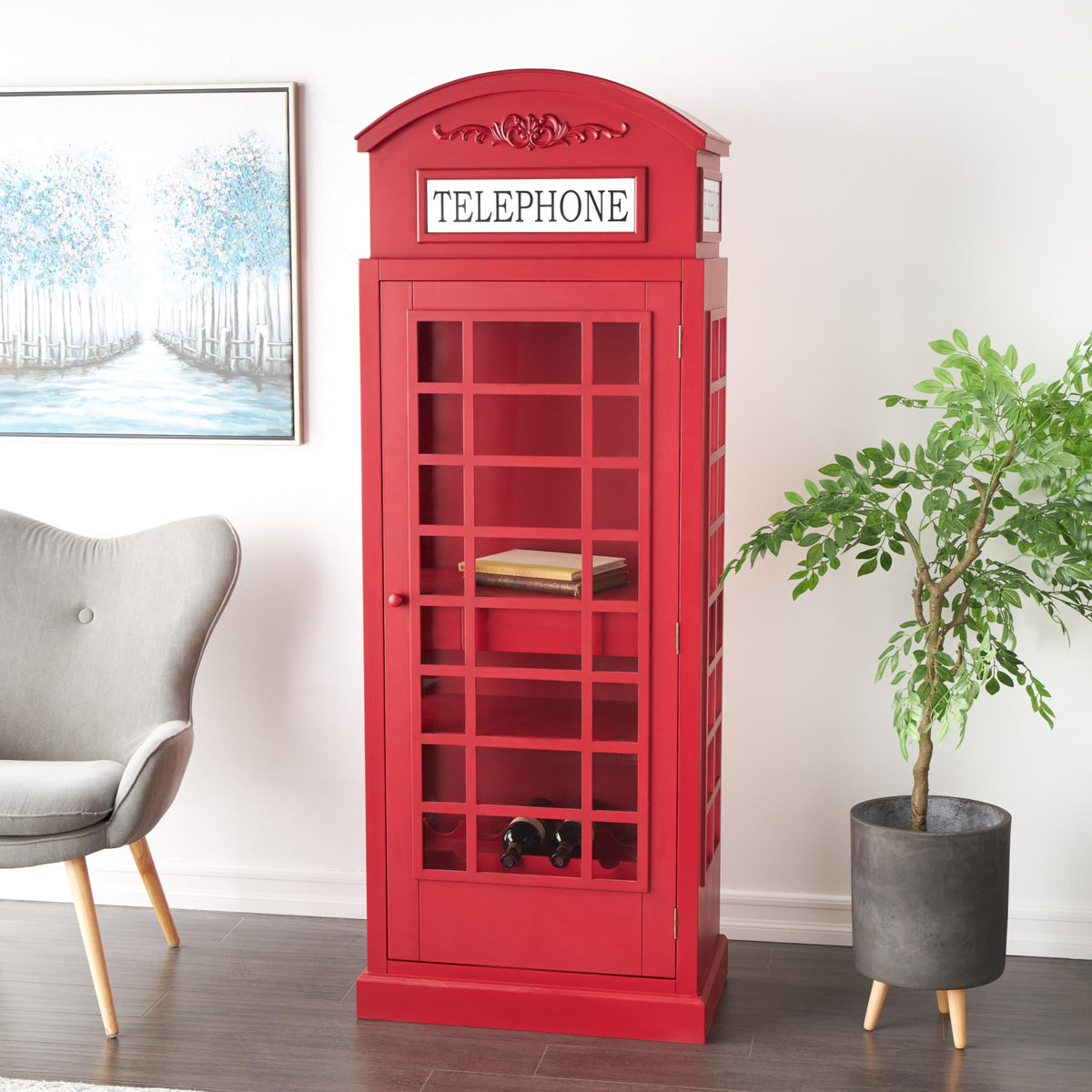 Red Telephone Booth Wine Rack