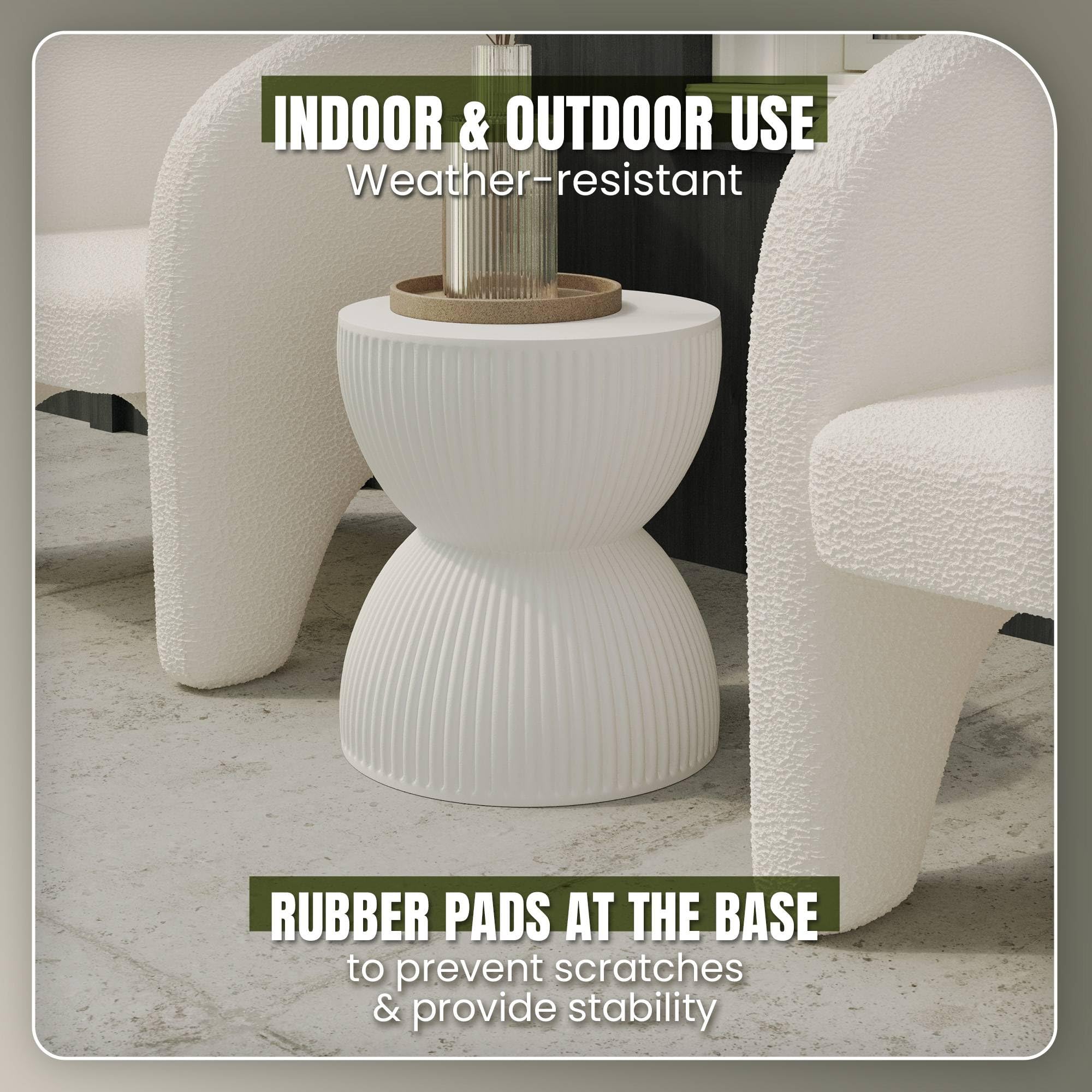 15" Round Hourglass Fiberstone Side Table