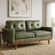 Olive Green Tufted Loveseat
