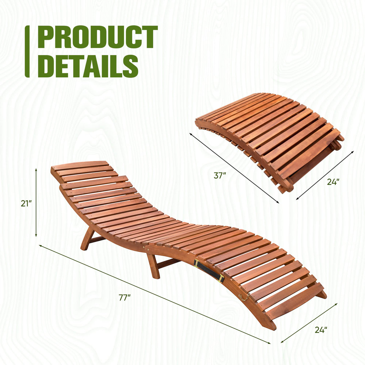 Devoko Folding Lounge Chair Outdoor 2 Pieces Pool Lounge Chairs
