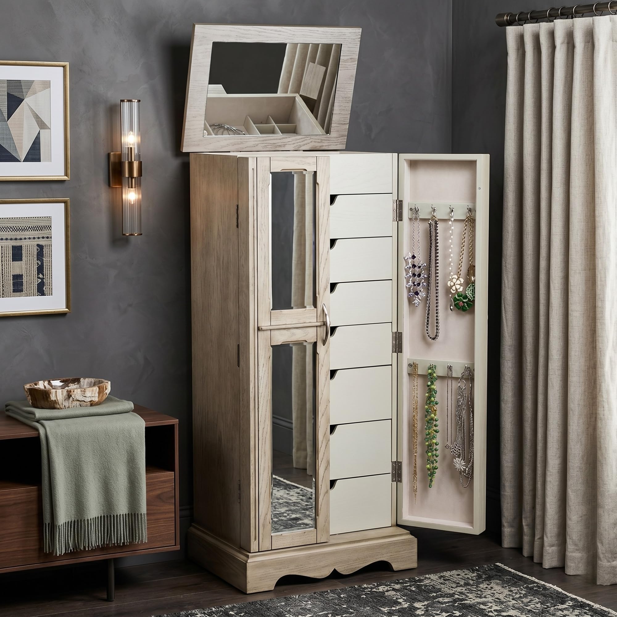 Hives and Honey Chelsea Jewelry Armoire, Taupe Mist