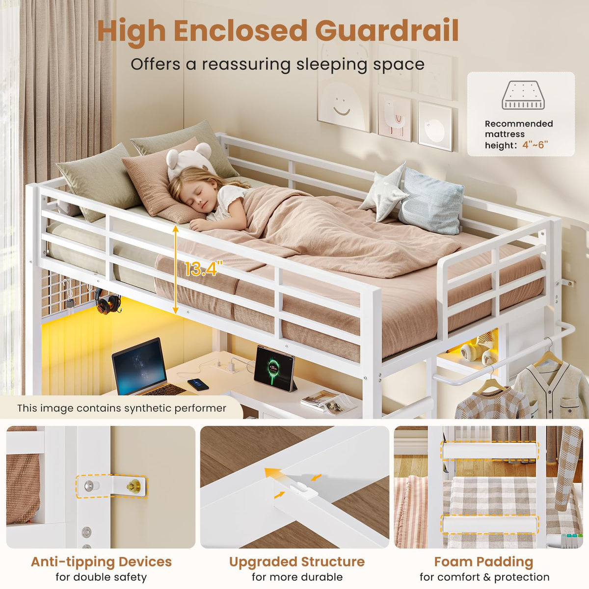 Twin Over Twin Bunk Bed with Desk