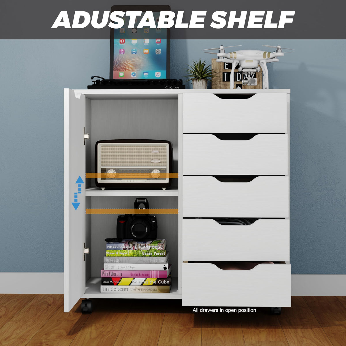 5-Drawer Storage Cabinet with Door
