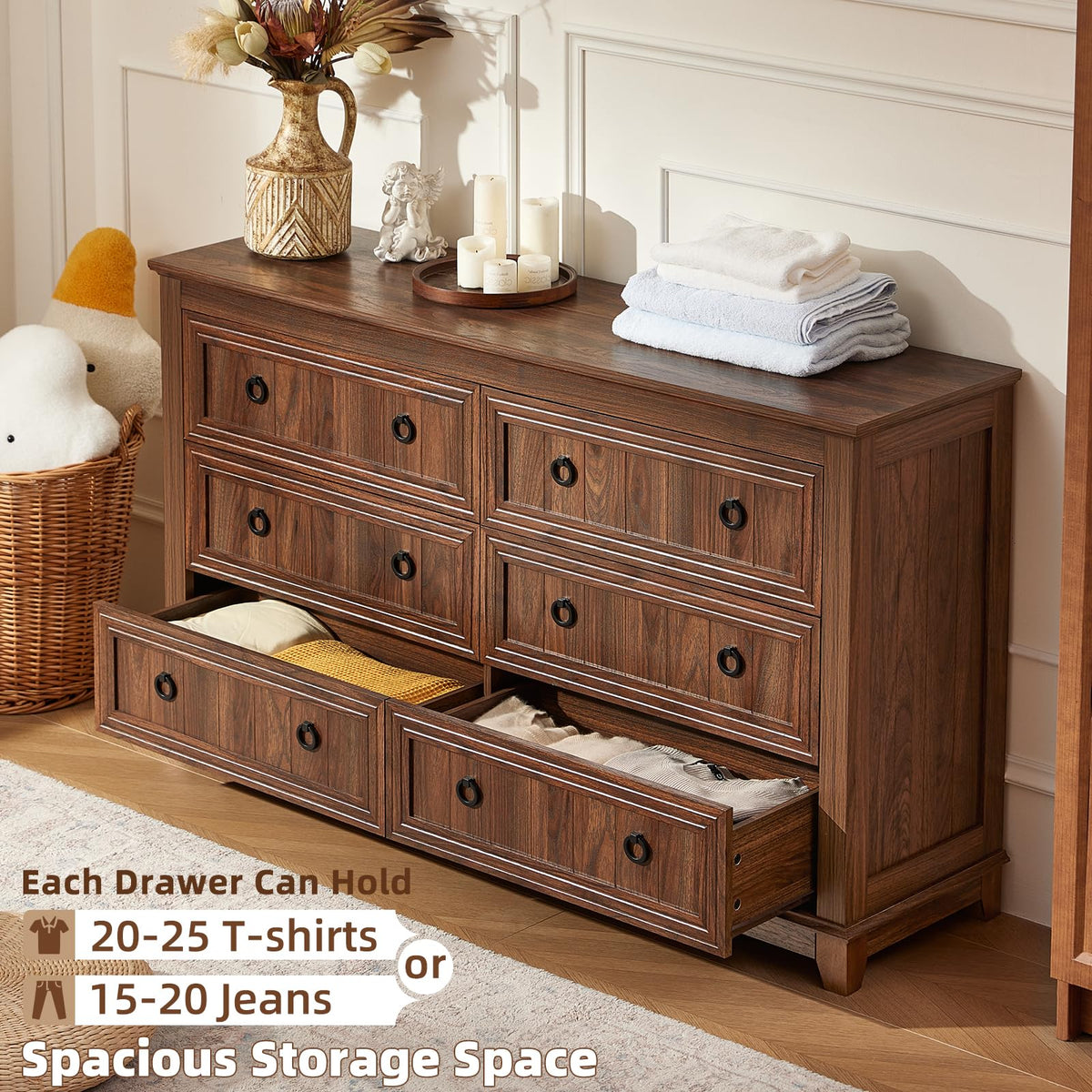 Joaxswe 54'' Dresser for Bedroom, Farmhouse 6 Drawers Dressers