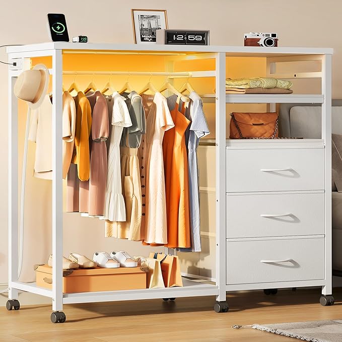 5-in-1 Dresser with LED Lights & Charging Station