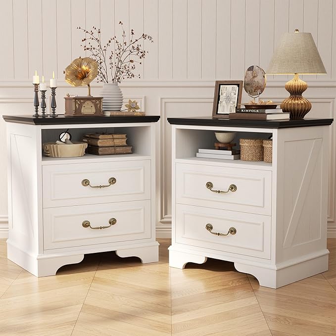 Farmhouse Nightstand with Charging Station