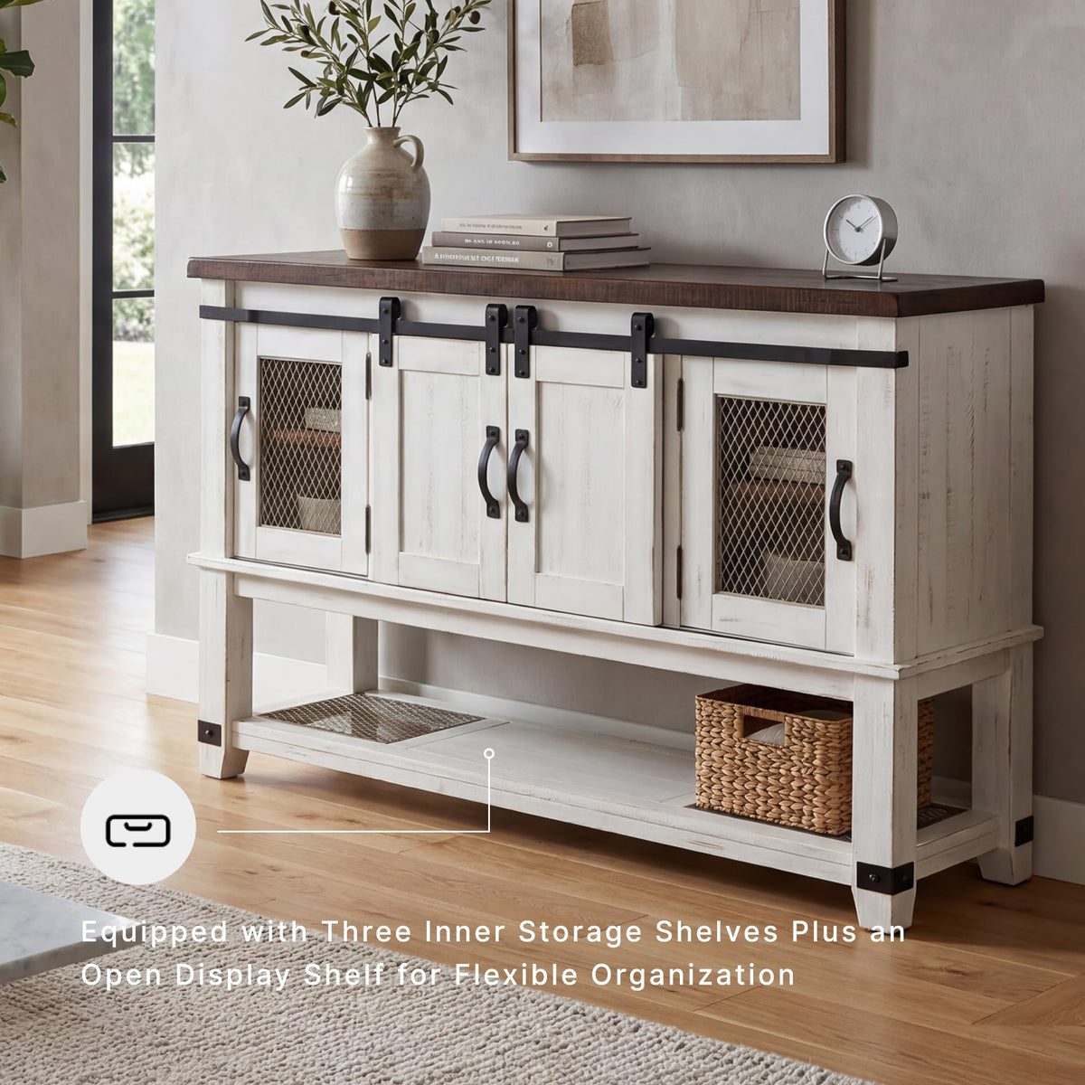 Signature Design by Ashley Valebeck Buffet Sideboard, Farmhouse Coffee Bar