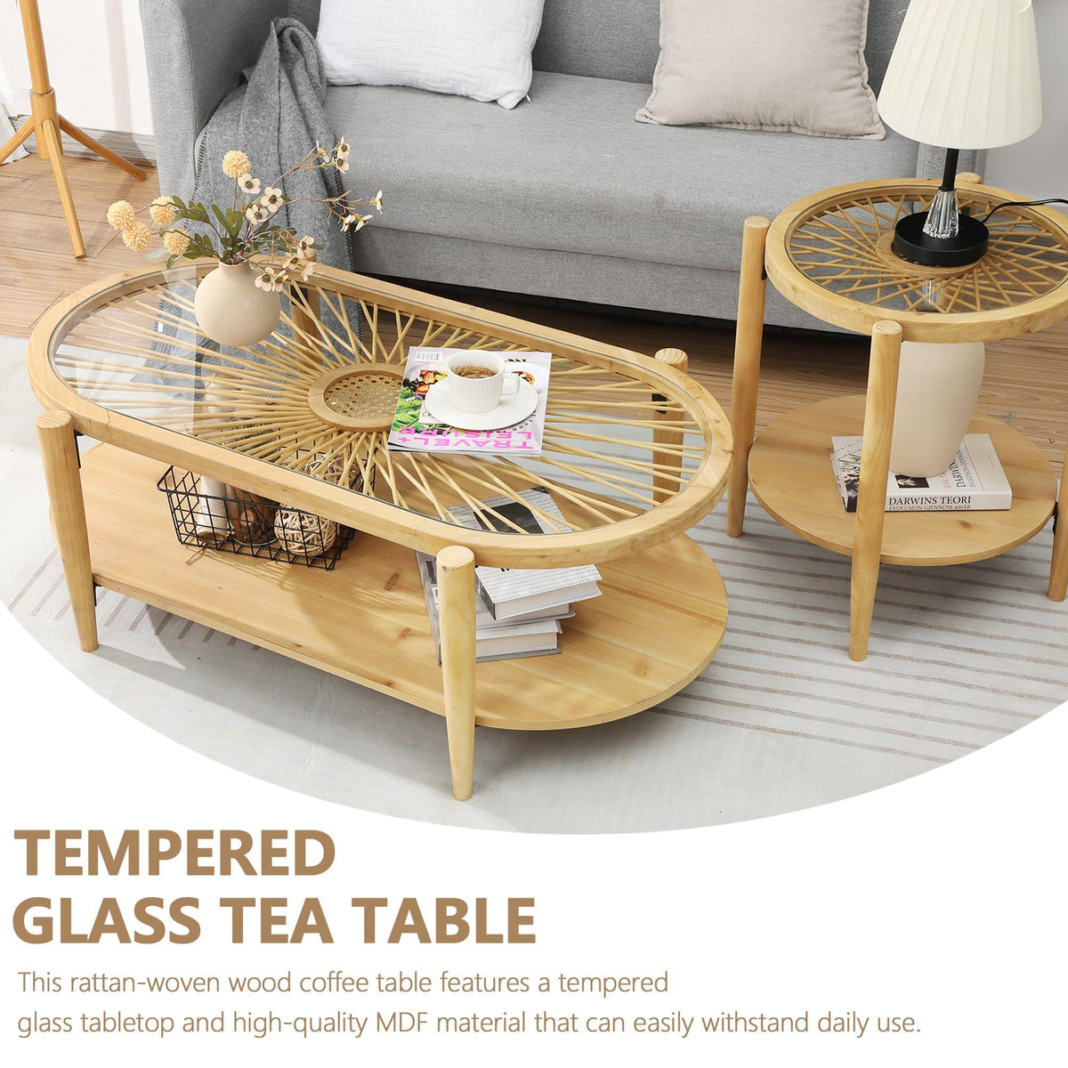 Oval Rattan Coffee Table