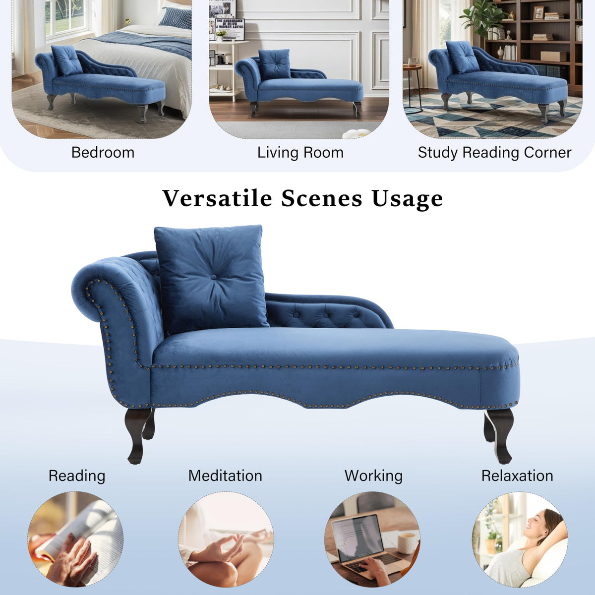 Navy Velvet Chaise Lounge