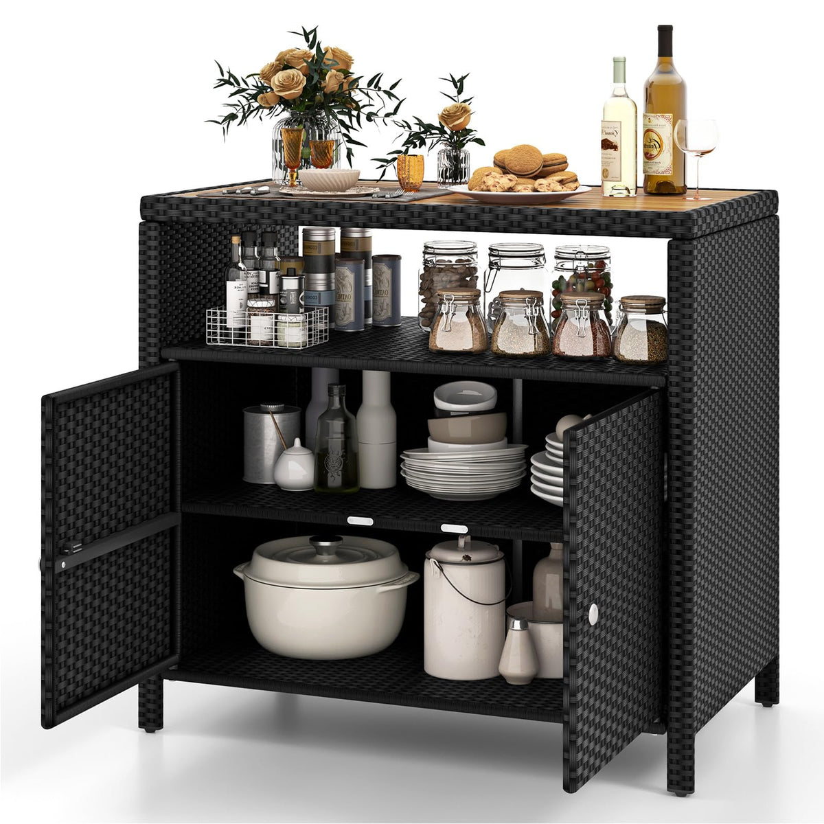Outdoor Rattan Storage Cabinet