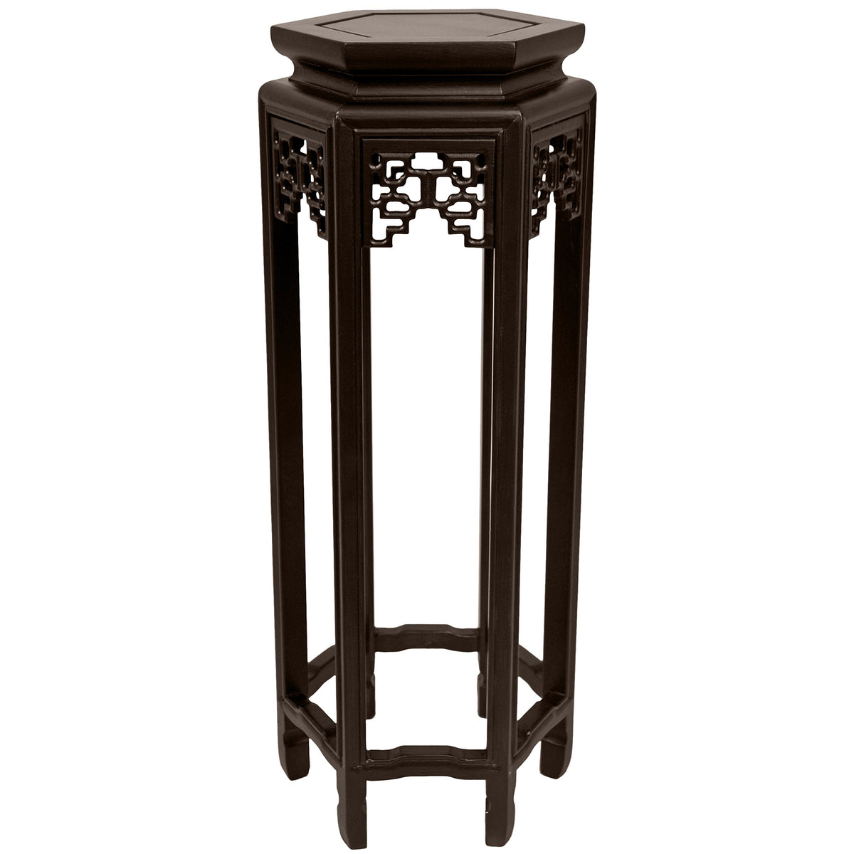 Red Lantern 28" Rosewood Stain Hexagon Plant Stand
