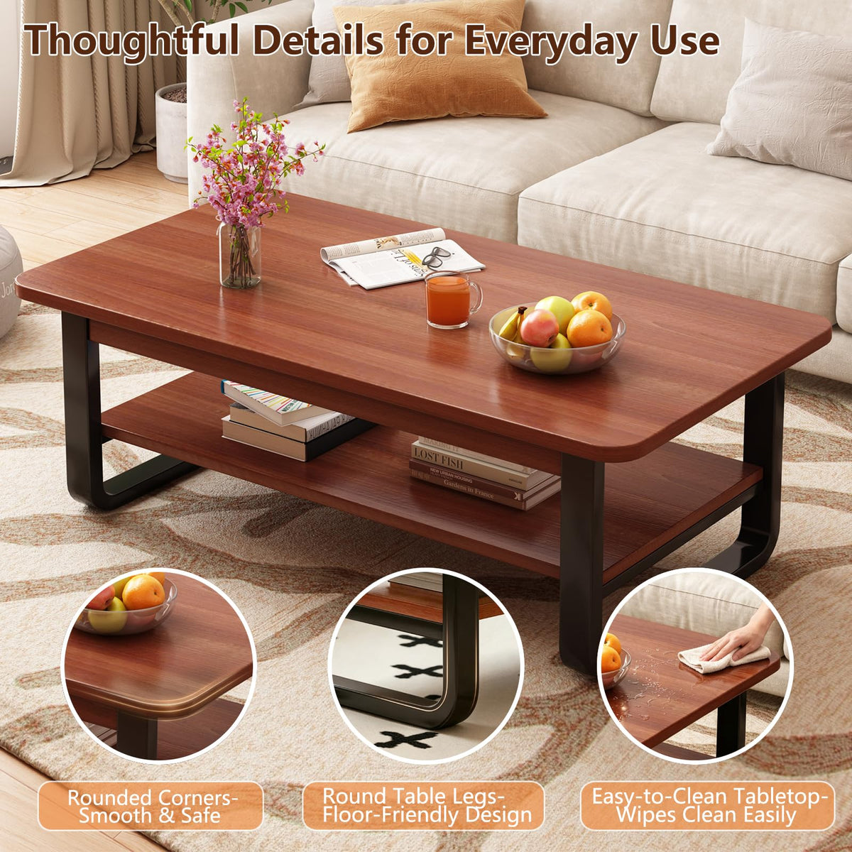 Two-Tier Coffee Table with Rounded Corners