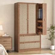 Rattan Wardrobe with Pull-Out Storage