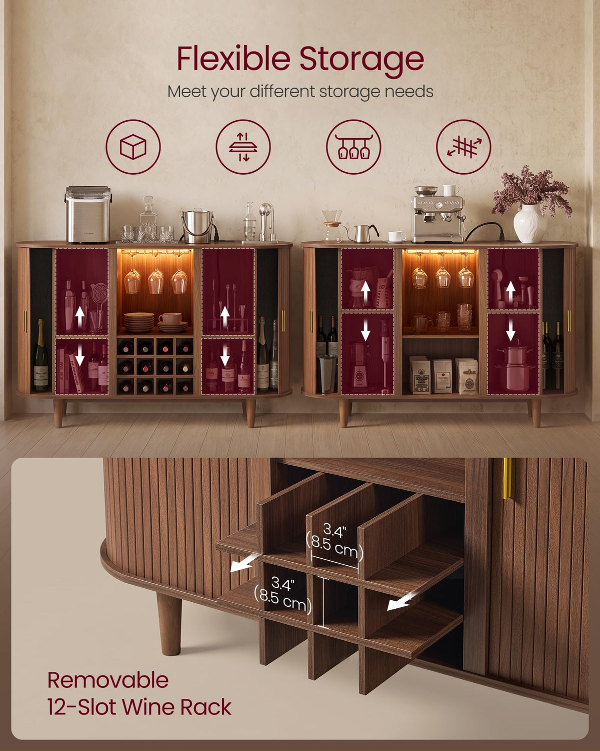 Walnut Sliding Door Sideboard