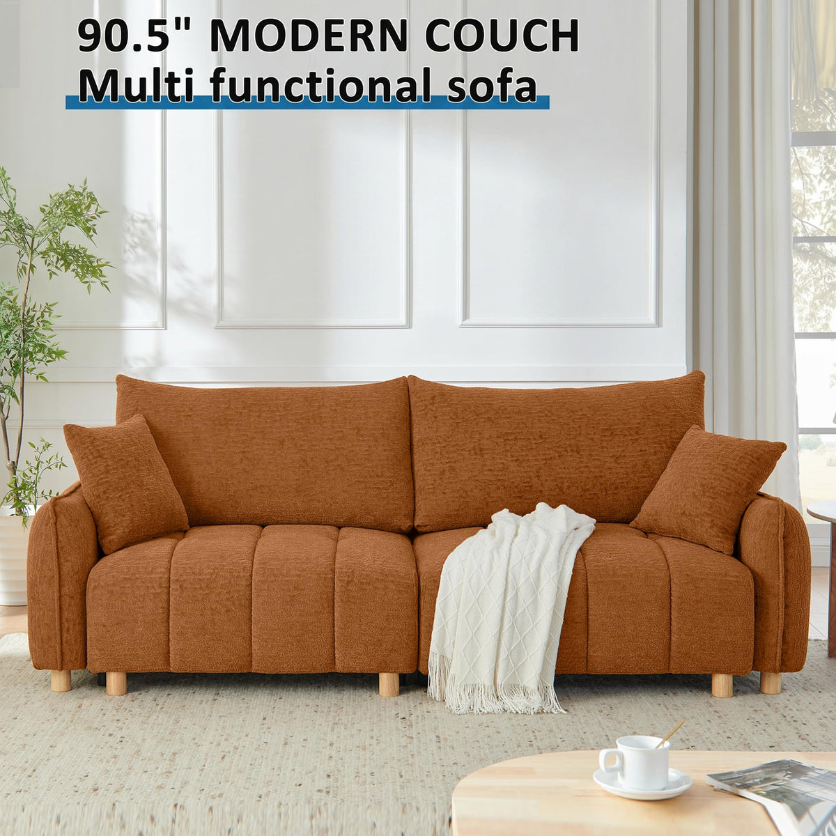 Chenille Sleeper Sofa with Storage