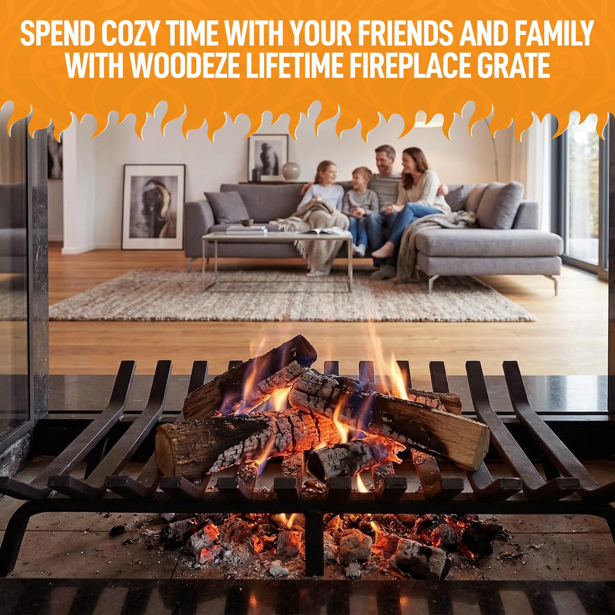 Heavy-Duty Steel Fireplace Grate