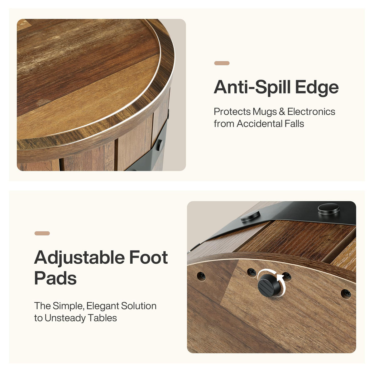 Rustic Barrel Storage Side Table