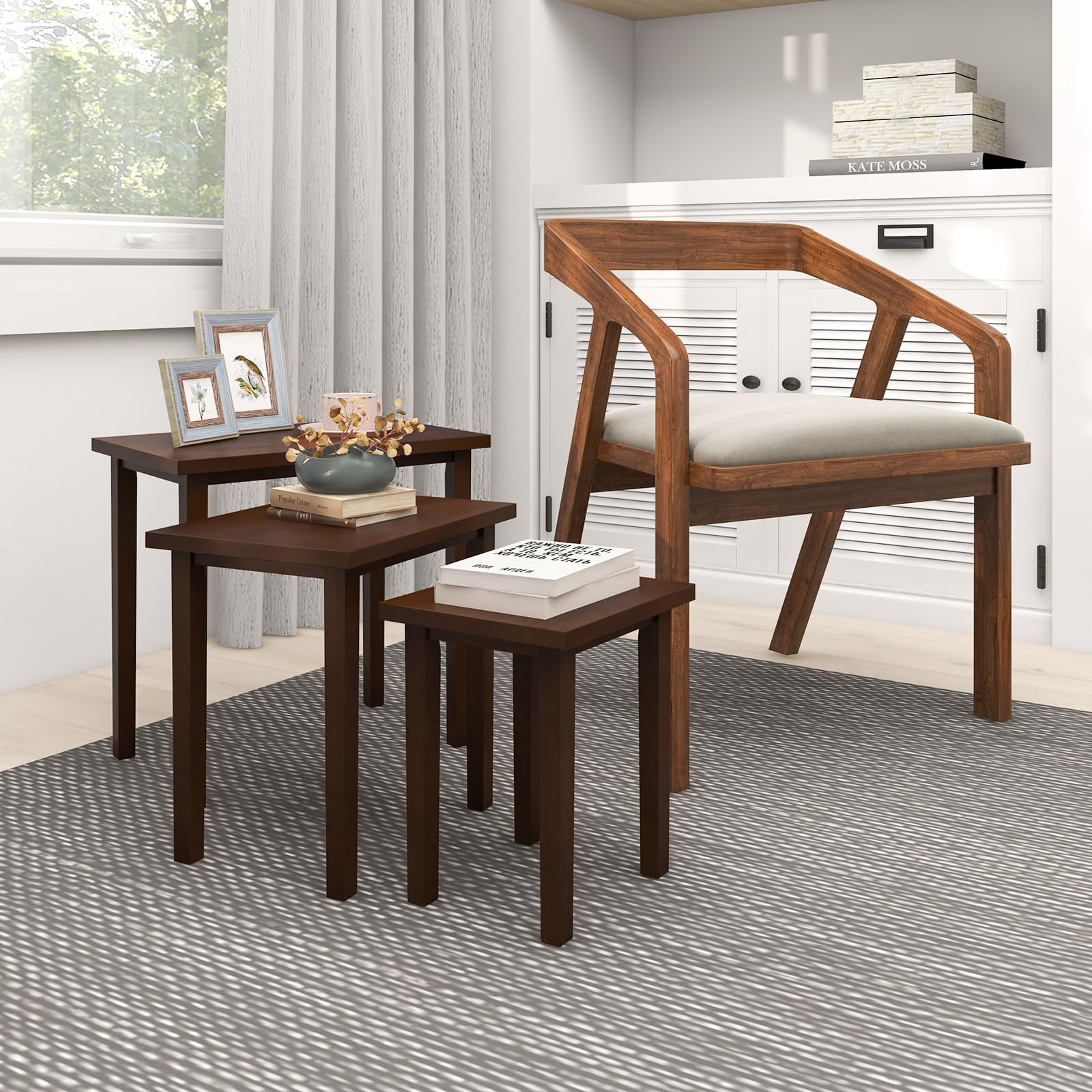Nesting Tables Set of 3 – Farmhouse Stacking Side Tables