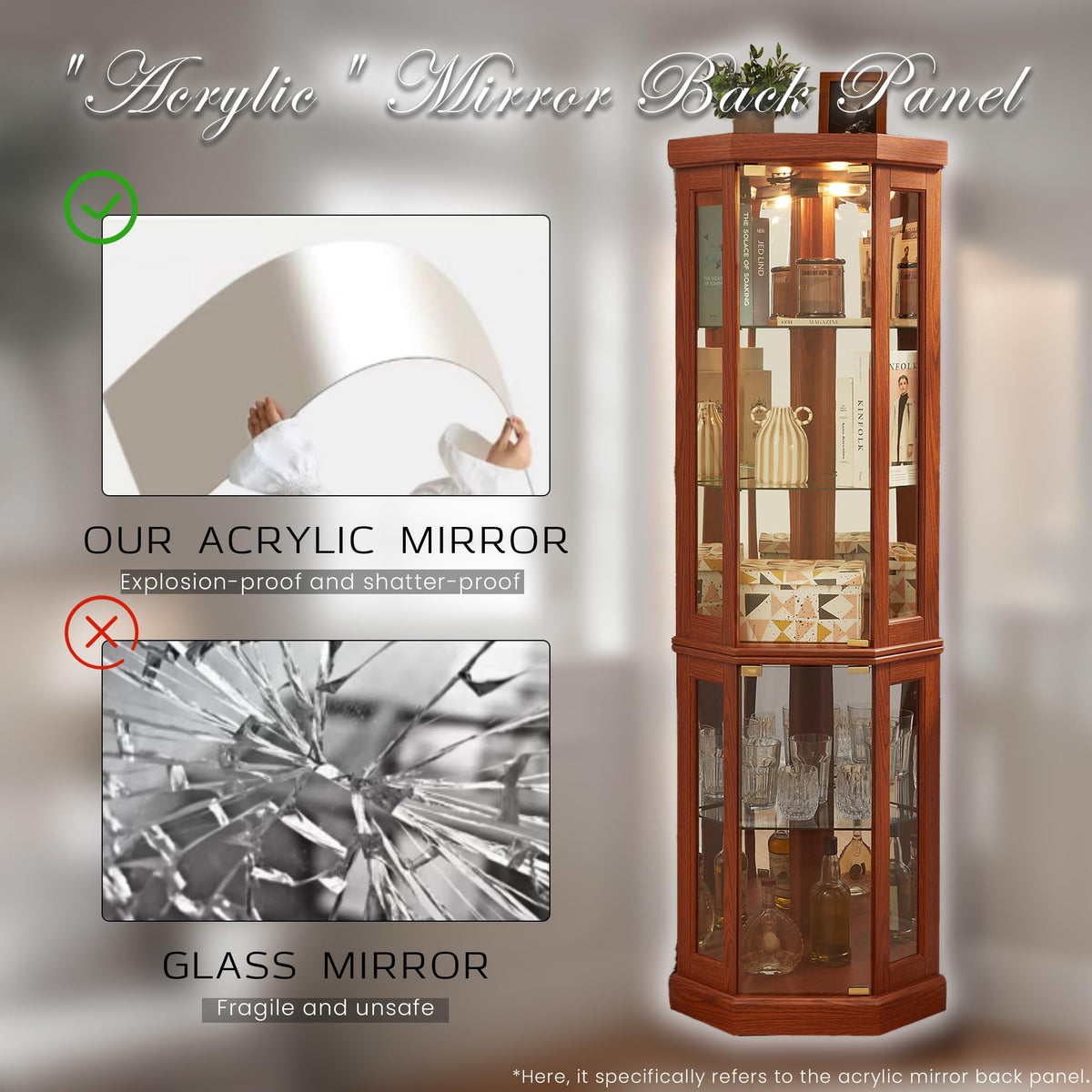 Eyisean 70" Lighted Display Cabinet,Corner Curio Cabinet with Glass Doors