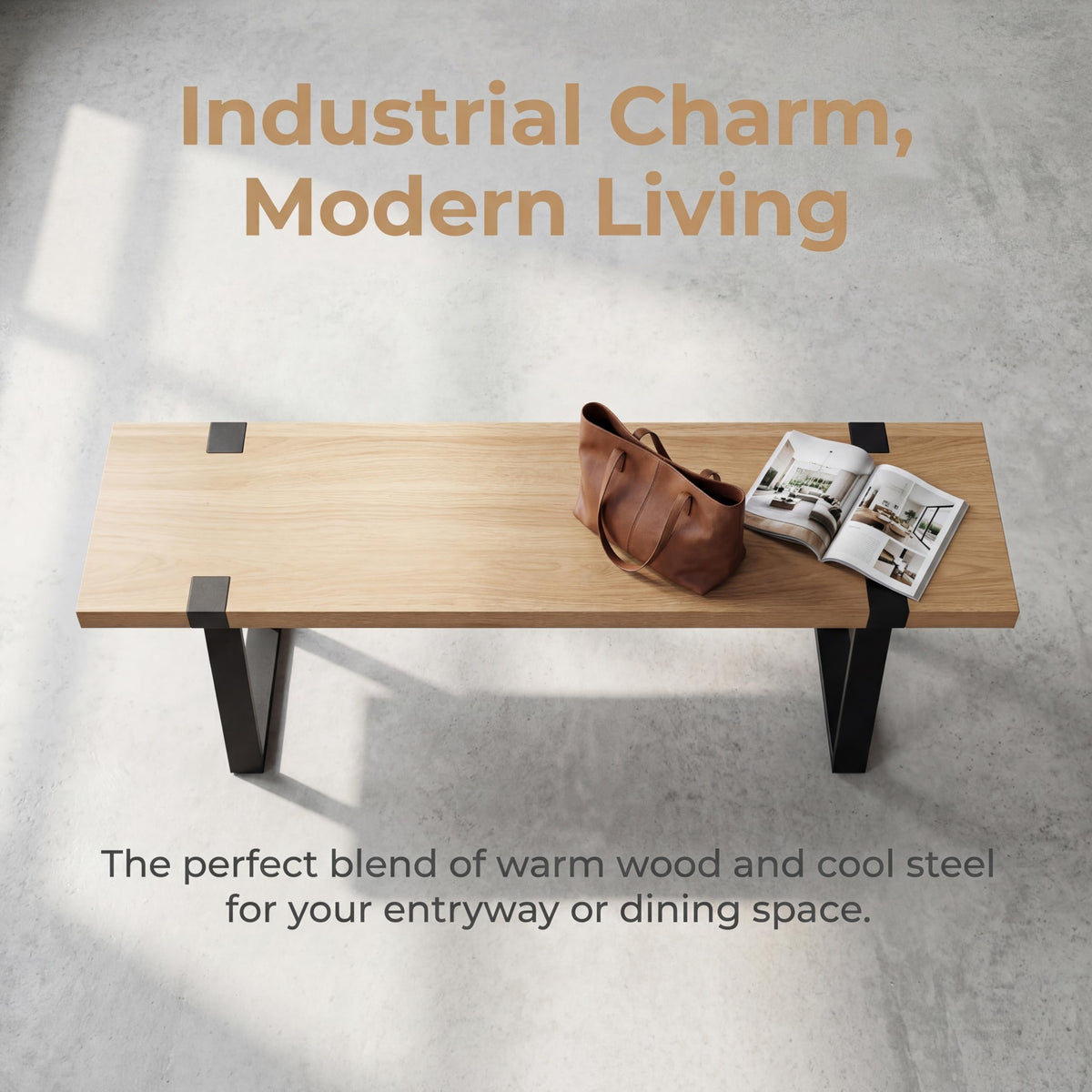 Natural Wood Slatted Bench