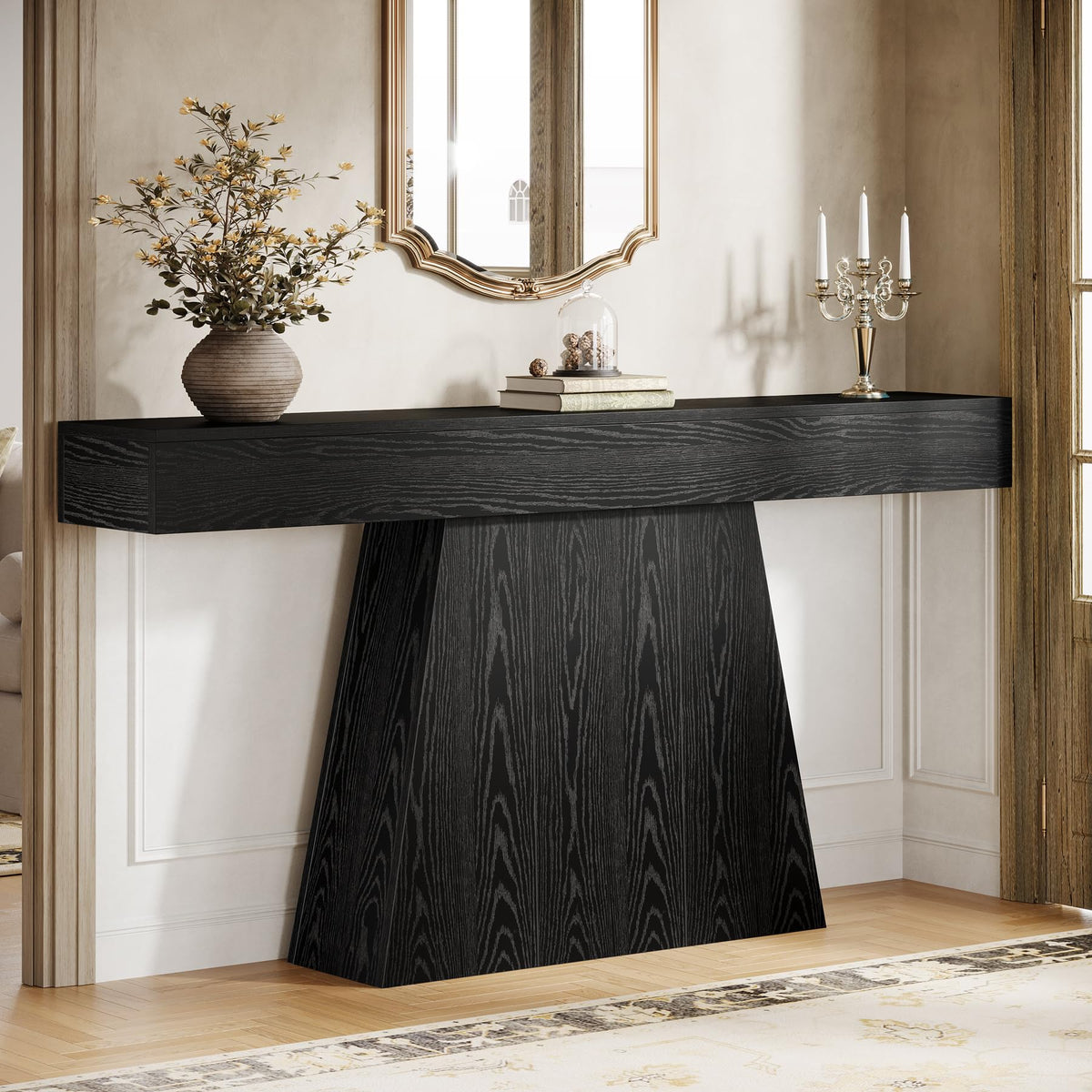 Black Trapezoidal Console Table