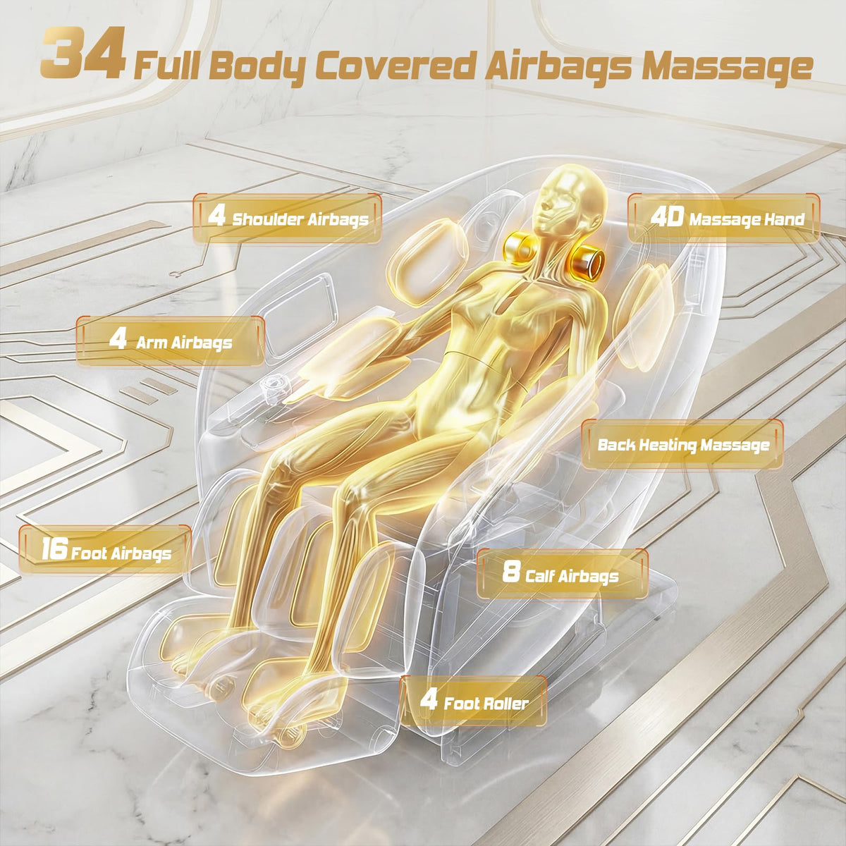 Medfinity 4D Massage Chair Full Body 55" SL Track Zero Gravity Recliner