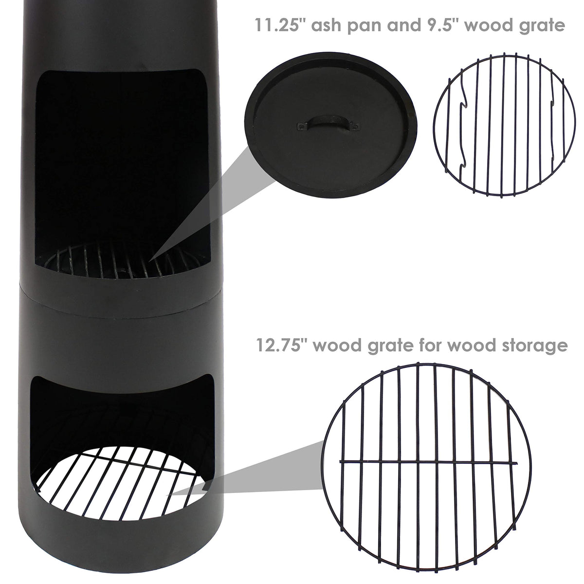 Sunnydaze Chiminea Outdoor Fireplace - Chiminea Fire Pit with Poker and Cover - Outdoor Wood-Burning Fire Pit - Black