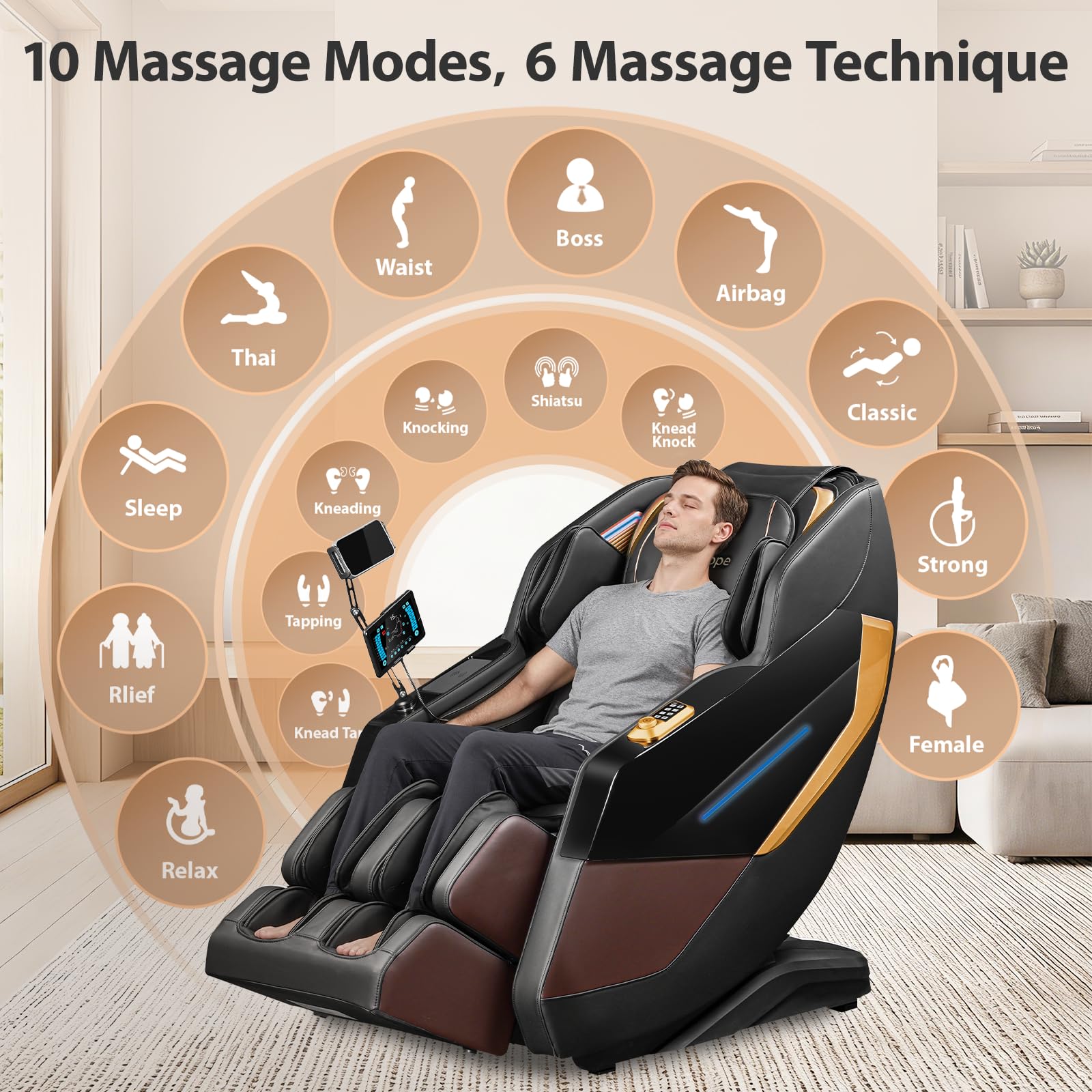 4D Zero Gravity Massage Chair with SL-Track, Shiatsu & Lumbar Heat