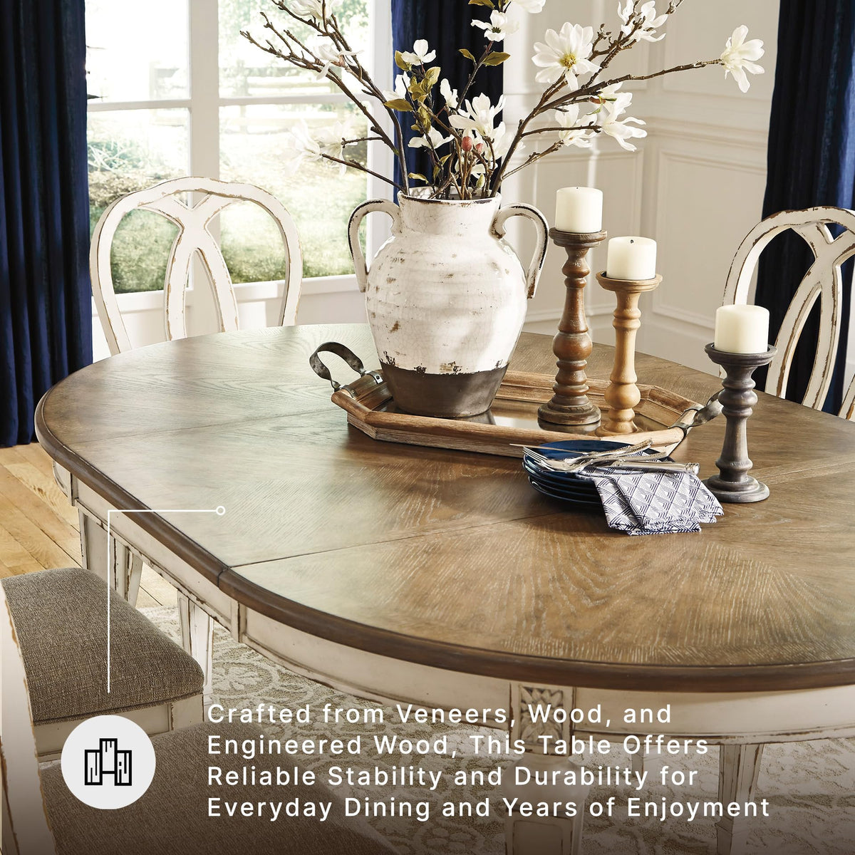 Round-to-Oval Extendable Dining Table