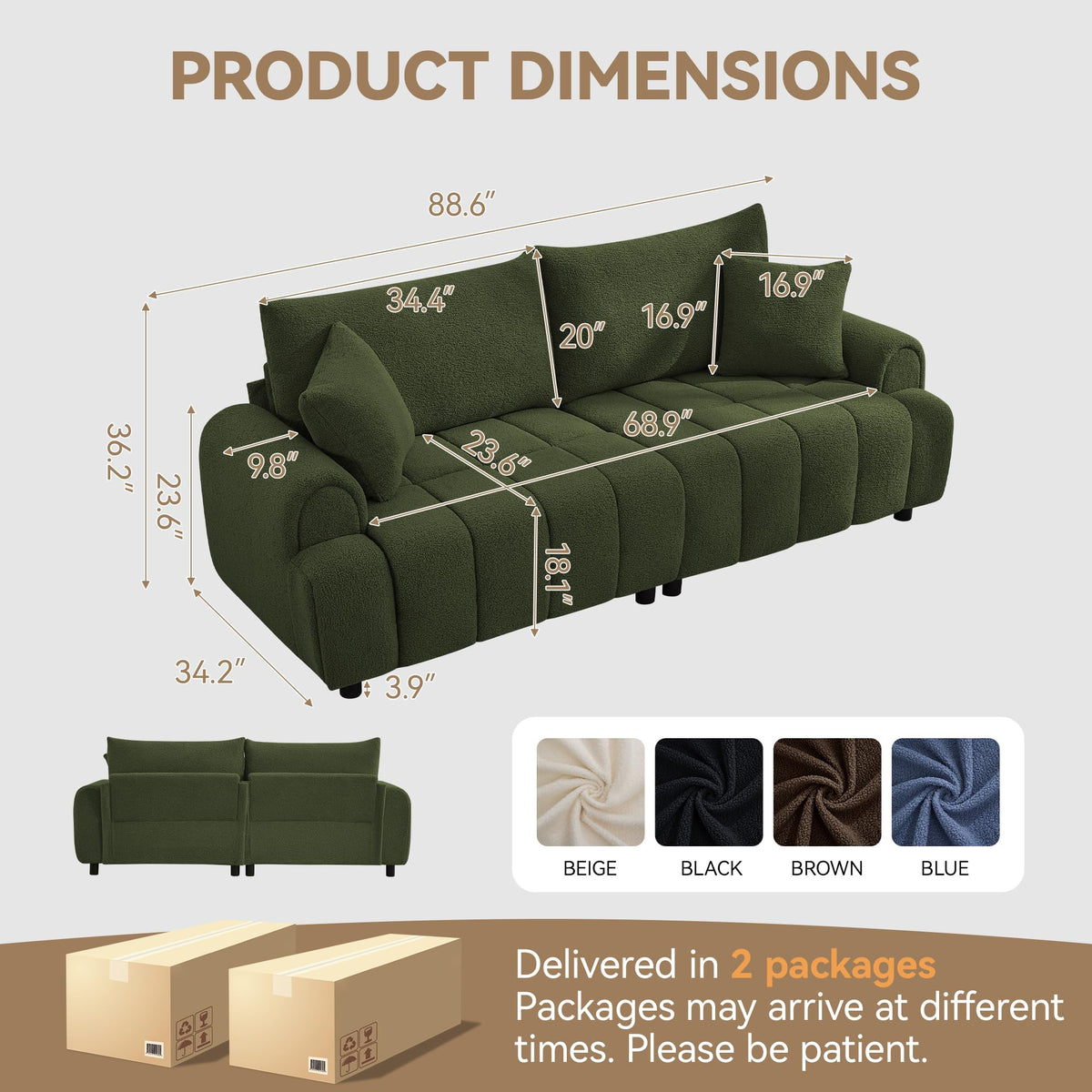 Boucle 3-Seater Sofa