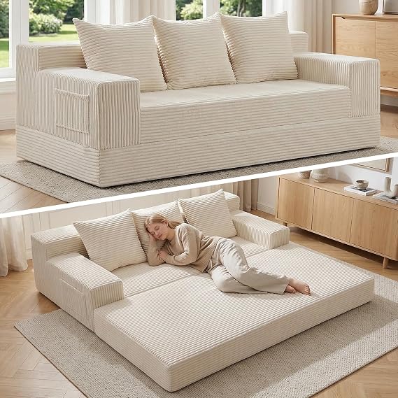Convertible Sofa Bed with Pull-Out Sleeper