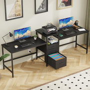 93" Two-Person Desk with Charging Station & 3 Drawers
