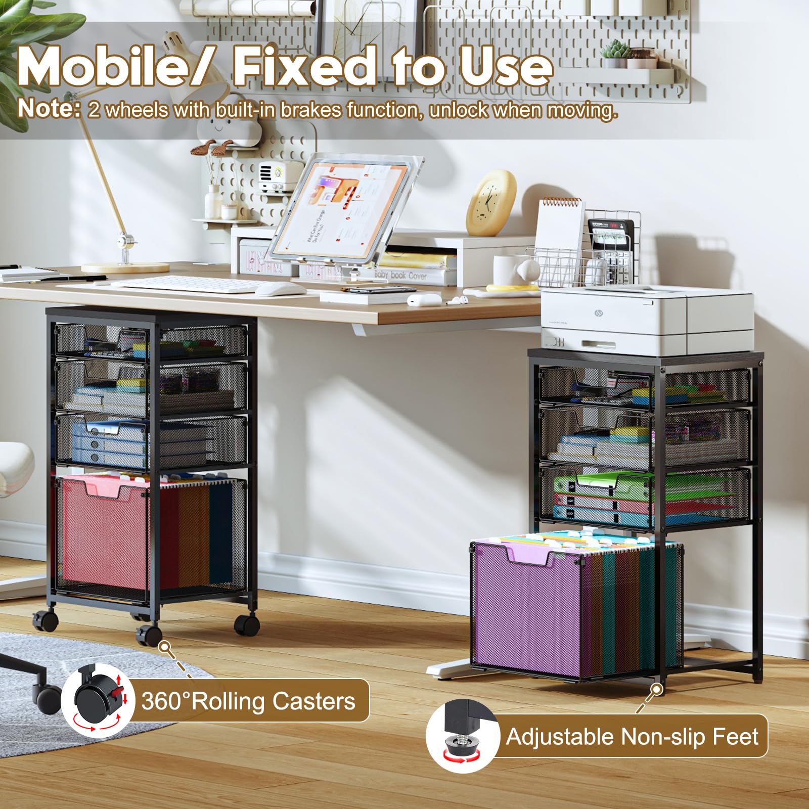 Rolling File Cabinet with 4 Drawers