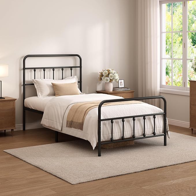 Metal Bed Frame with Headboard and Footboard