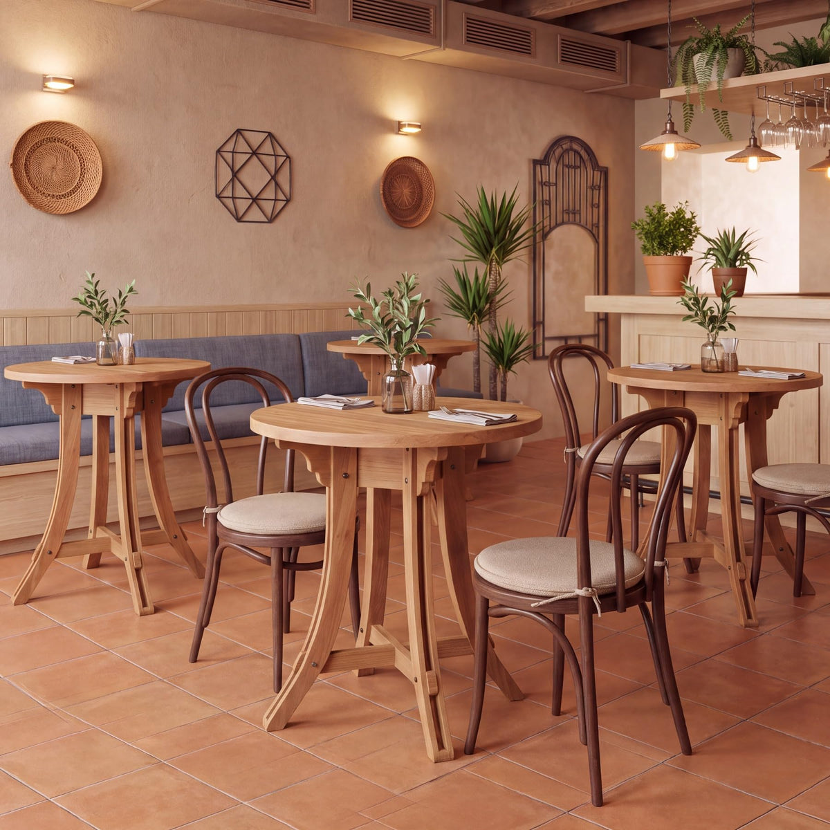 Round Solid Wood Bar Table