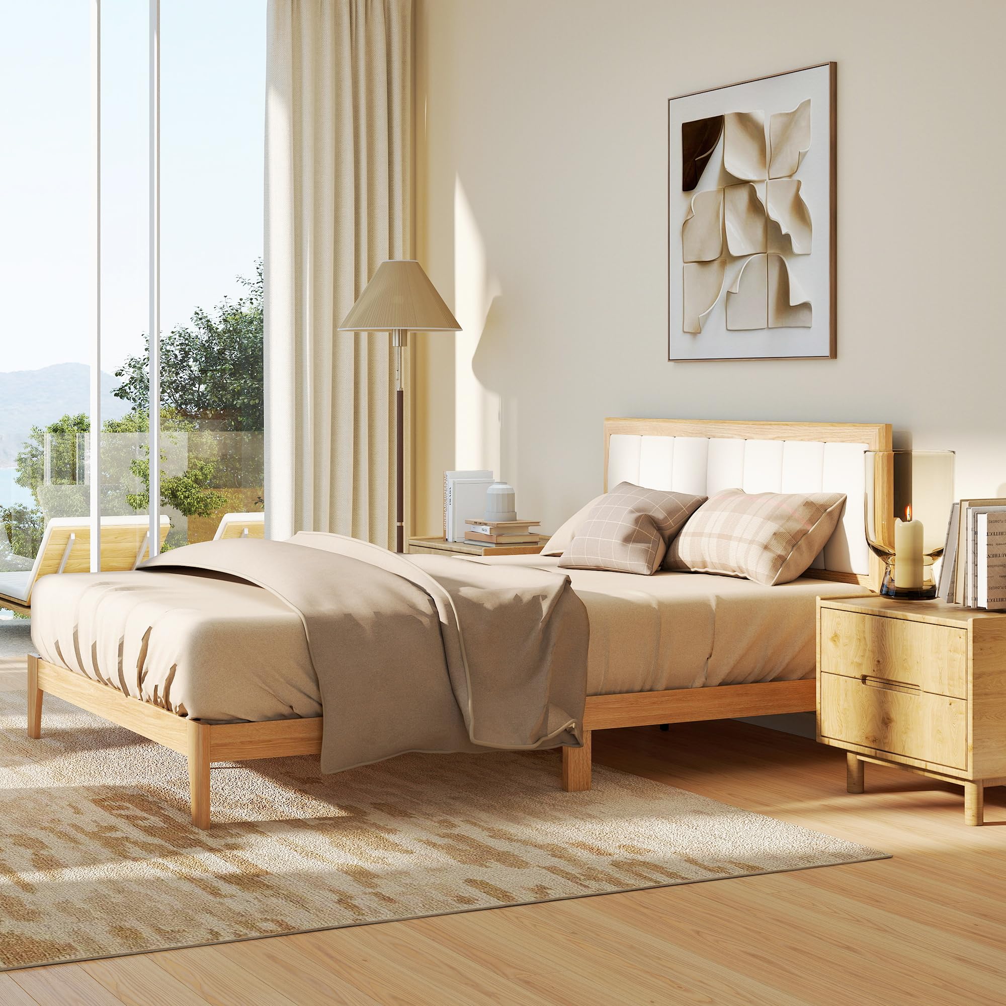 Queen Size Upholstered Platform Bed Frame